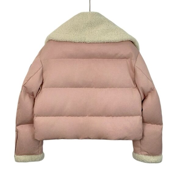 Moncler Pink Puffer Jacket With Shearling Collar Womens - Picture 2 of 8